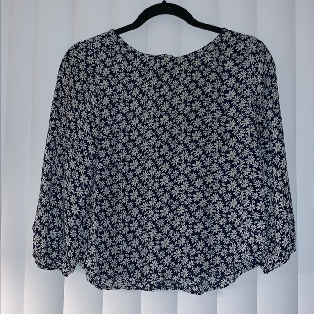 Blue and white floral shirt